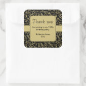 Dank u 100th zwart/gouden nummerpatroon vierkante sticker (Tas)