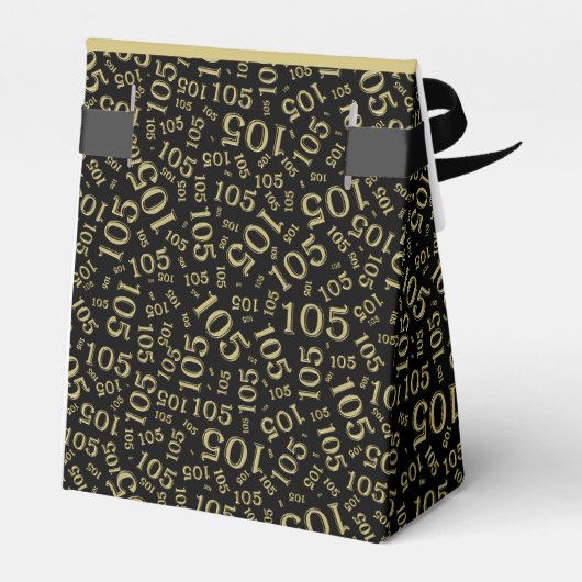 Dank u 105th verjaardag zwart/goud patroon bedankdoosjes (Achterkant)