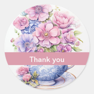 Dank u,11 Kop bloemen Hershey's Miniaturen Ronde Sticker