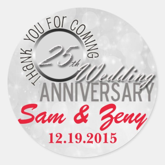 Dank u 25e bruiloft Jubileum gunst Sticker (Voorkant)