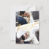 dank u 2 foto's collage geometrische gouden bruilo notitiekaartje (Voorkant)