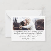 dank u 2 foto's wit chic typografie bruiloft notitiekaartje (Achterkant)