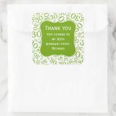 Dank u: 30e verjaardag Groen Nummer Patroon Vierkante Sticker (Tas)