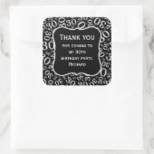 Dank u: 30ste verjaardag wit nummerpatroon vierkante sticker (Tas)