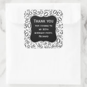 Dank u: 30ste verjaardag Zwart Nummer Patroon Vierkante Sticker (Tas)