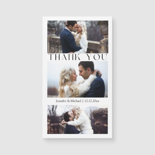Dank u 3 fotocollage stijlvolle trouwmagneet (Voorkant)