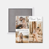 Dank u 3 foto's Collage bruiloft stijlvol Magneet (Voorkant / Achterkant)