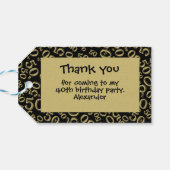 Dank u 40e verjaardag goud / zwart nummerpatroon cadeaulabel (Achterkant Horizontaal)
