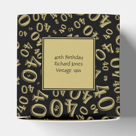 "Dank u": 40e verjaardagsfeestje Goud/Zwart Bedankdoosjes (Bovenkant)