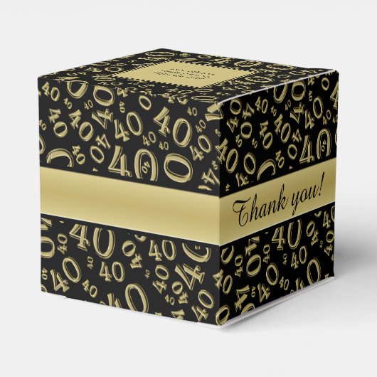 "Dank u": 40e verjaardagsfeestje Goud/Zwart Bedankdoosjes (Achterkant)
