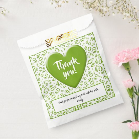 Dank u 40e Willekeurige Getal Patroon Groen/Wit Bedankzakje (Gezegeld)