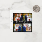 Dank u, 4 foto's bruiloft zwart-wit notitiekaartje (Voorkant / Achterkant in situ)
