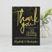Dank u 50e Jubileum Zwart Goud Bedankkaart (Staand voorkant)