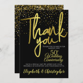 Dank u 50e Jubileum Zwart Goud Bedankkaart (Voorkant / Achterkant)