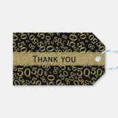 Dank u 50e verjaardag goud / zwart nummerpatroon cadeaulabel (Voorkant (Horizontaal))