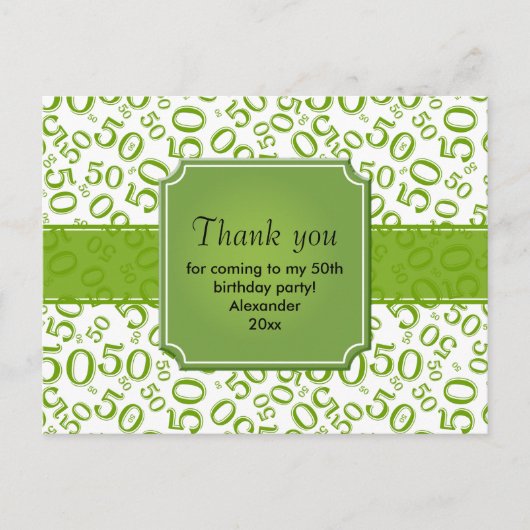 Dank u 50e verjaardag nummer Patroon Groen/Wit Briefkaart (Voorkant)