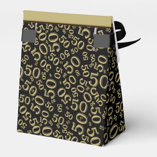 Dank u: 50e willekeurige nummer patroon goud / zwa bedankdoosjes (Achterkant)