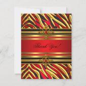 Dank u 50ste verjaardagsfeest rood Zebra goud zwar Bedankkaart (Voorkant)