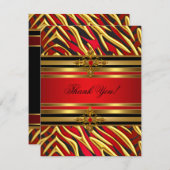 Dank u 50ste verjaardagsfeest rood Zebra goud zwar Bedankkaart (Voorkant / Achterkant)