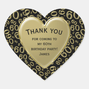 Dank u - 60e Nummer Patroon Goud en Zwart Hart Sticker