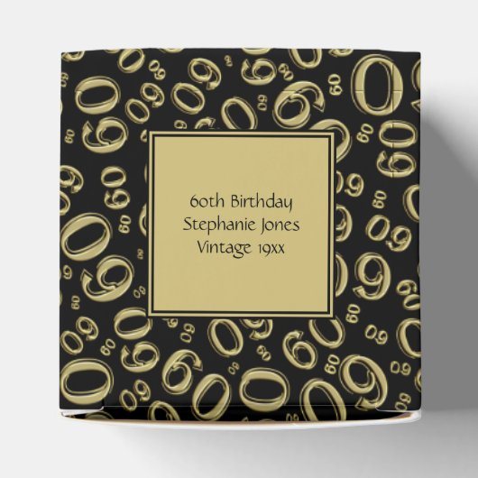 "Dank u": 60e verjaardagsfeestje goud/zwart thema Bedankdoosjes (Bovenkant)