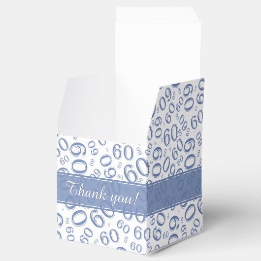 Dank u 60th Nummer Patroon Blauw/Wit Bedankdoosjes (Geopend)