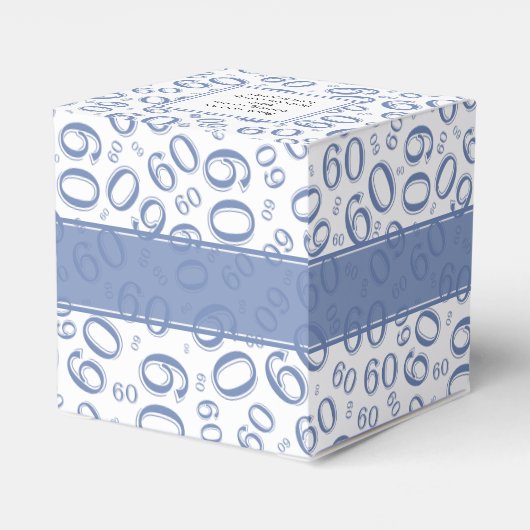 Dank u 60th Nummer Patroon Blauw/Wit Bedankdoosjes (Achterkant)