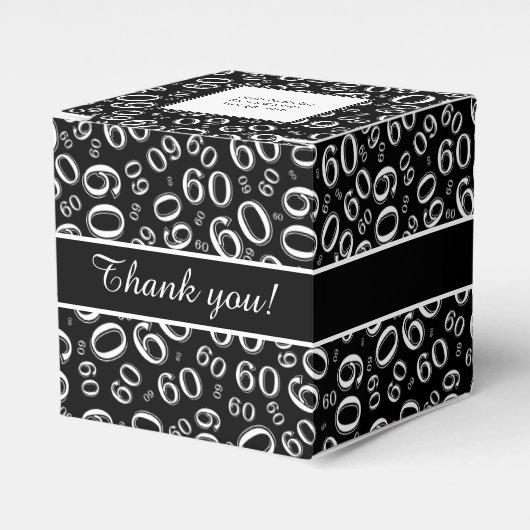 Dank u 60th nummer patroon zwart / wit bedankdoosjes (Voorkant Zijde)