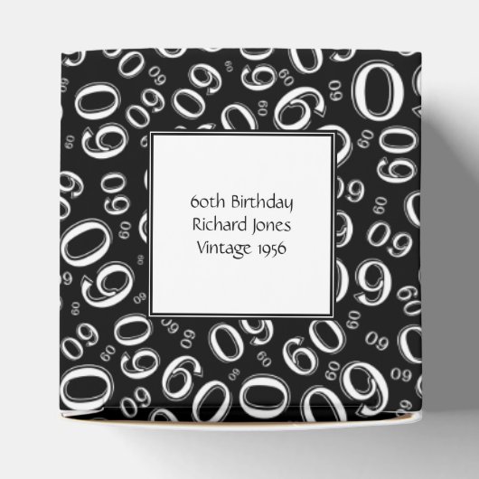 Dank u 60th nummer patroon zwart / wit bedankdoosjes (Bovenkant)