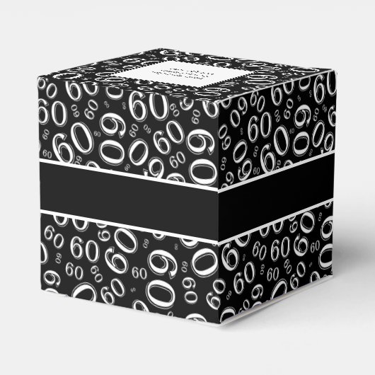 Dank u 60th nummer patroon zwart / wit bedankdoosjes (Achterkant)