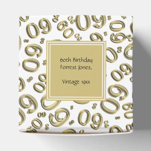 Dank u 60th Nummerpatroon Gold/White Bedankdoosjes (Bovenkant)