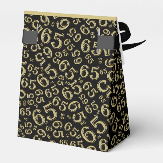 Dank u 65th Verjaardag Goud/Zwart Nummer Patroon Bedankdoosjes (Achterkant)