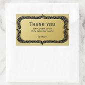 Dank u - 70e Nummer Patroon Goud en Zwart Rechthoekige Sticker (Tas)