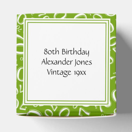 "Dank u" 70e verjaardag groen nummer patroon Bedankdoosjes (Bovenkant)