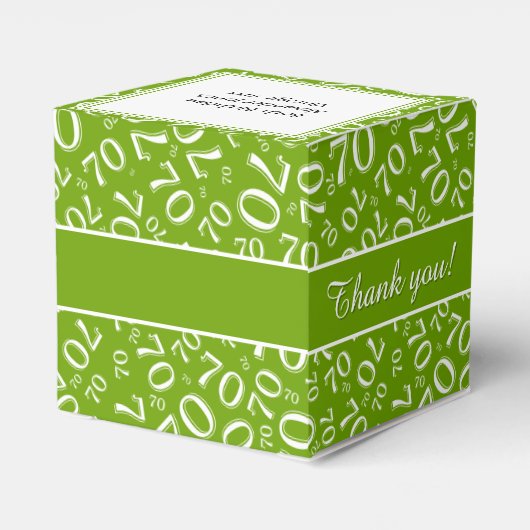 "Dank u" 70e verjaardag groen nummer patroon Bedankdoosjes (Achterkant)