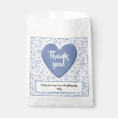 Dank u 70e willekeurige nummer patroon blauw/wit bedankzakje (Voorkant)