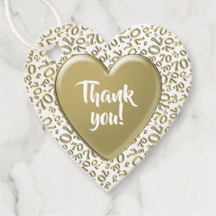 Dank u 70th Cool Nummer Patroon Goud en Wit Bedankjes Labels