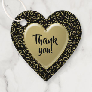 Dank u 70th Cool Nummer Patroon Goud en Zwart Bedankjes Labels