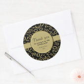 Dank u: 70th Nummerpatroon Goud en Zwart Ronde Sticker (Envelop)