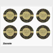 Dank u: 70th Nummerpatroon Goud en Zwart Ronde Sticker (Vel)