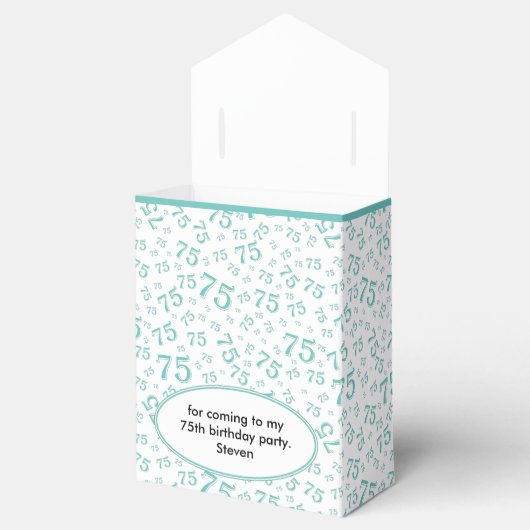 Dank u 75e Blauwgroen/witte willekeurige getallenp Bedankdoosjes (Geopend)