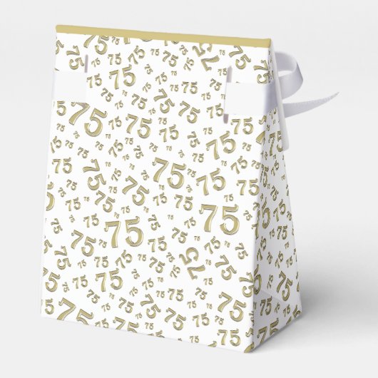 Dank u 75e Goud/Wit Willekeurig Getal Patroon Bedankdoosjes (Achterkant)