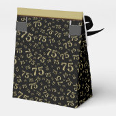 Dank u 75e Goud/Zwart Willekeurig Getal Patroon Bedankdoosjes (Achterkant)