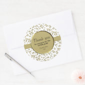 Dank u: 75th Verjaardag Goud en Wit Patroon Ronde Sticker (Envelop)