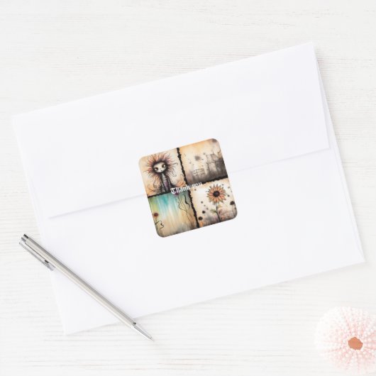 Dank u 7 vierkante sticker (Envelop)