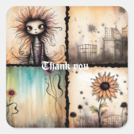 Dank u 7 vierkante sticker