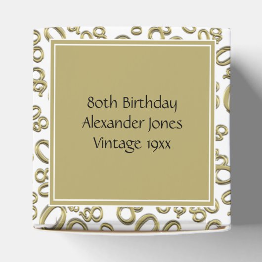 "Dank u" 80e verjaardag Gouden Getal Patroon Bedankdoosjes (Bovenkant)