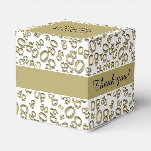 "Dank u" 80e verjaardag Gouden Getal Patroon Bedankdoosjes (Achterkant)