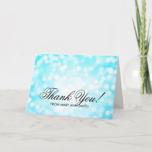 "Dank u" 80e verjaardag Turquoise Glitter Lights Bedankkaart