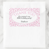 Dank u - 80ste Nummerpatroon Roze en Wit Rechthoekige Sticker (Tas)